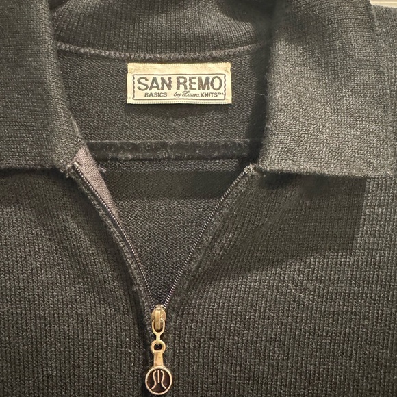 Vintage San Remo Black Zip-Up collared cardigan - Picture 2 of 6